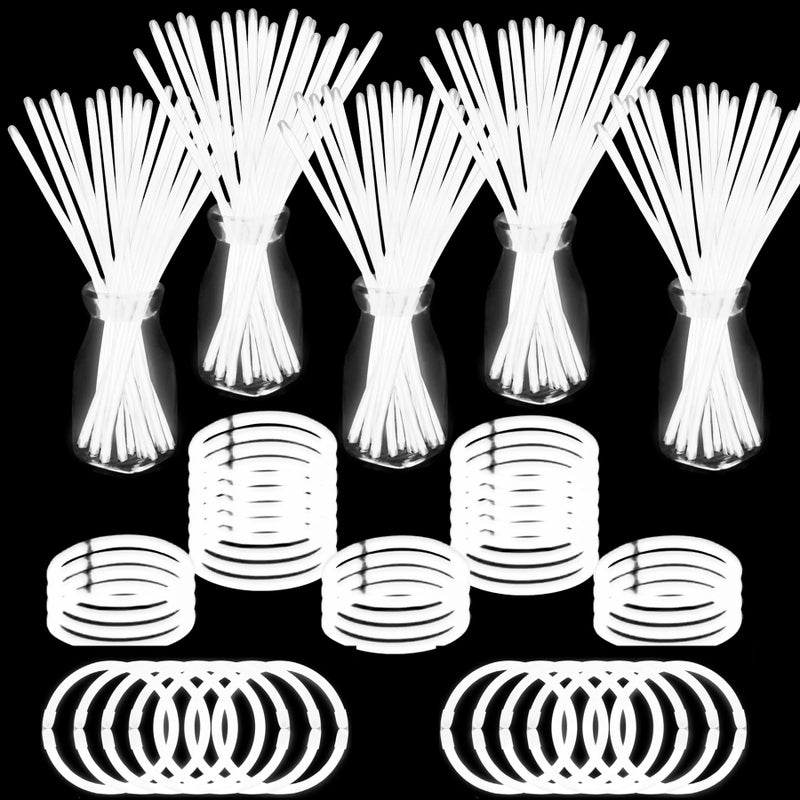 YOFOBU 500 PCS White Glow Stick Bracelets Necklaces 8 Glowsticks with Connectors Bulk Glow in The Dark Party Supplies Light Up Neon Party Favor for Christmas NewYear Valentines Day Wedding - Image 3