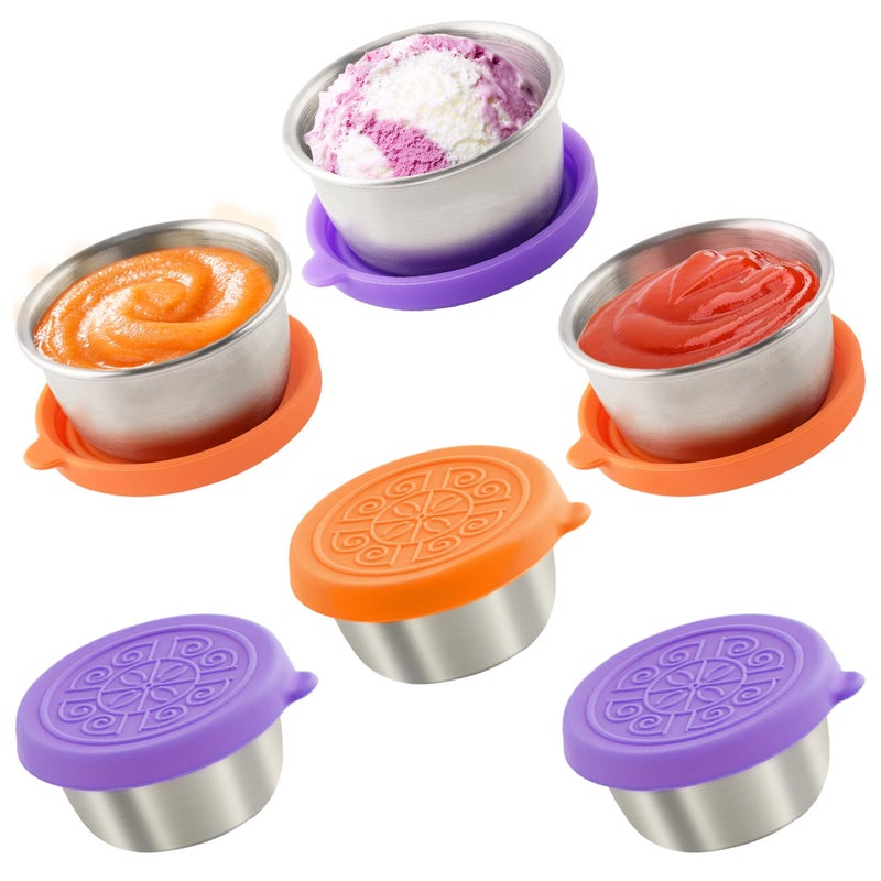 Qukaka 6x1.6 Oz Salad Dressing Containers With Lids  Small Leakproof Reusable Stainless Steel Salad Dressing Container To Go For Lunch Boxes Sauce containers  Picnics Travel Meal Prep And Kitchen Storage. - Image 1