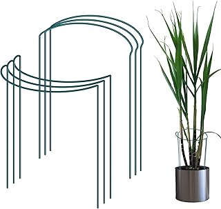 FEED GARDEN FEED GARDEN 6 Pack Plant Support Stakes, Metal Garden Plant Stake(9.4" Wide x 15.6" High) Green Half Round Plant  - Image 1