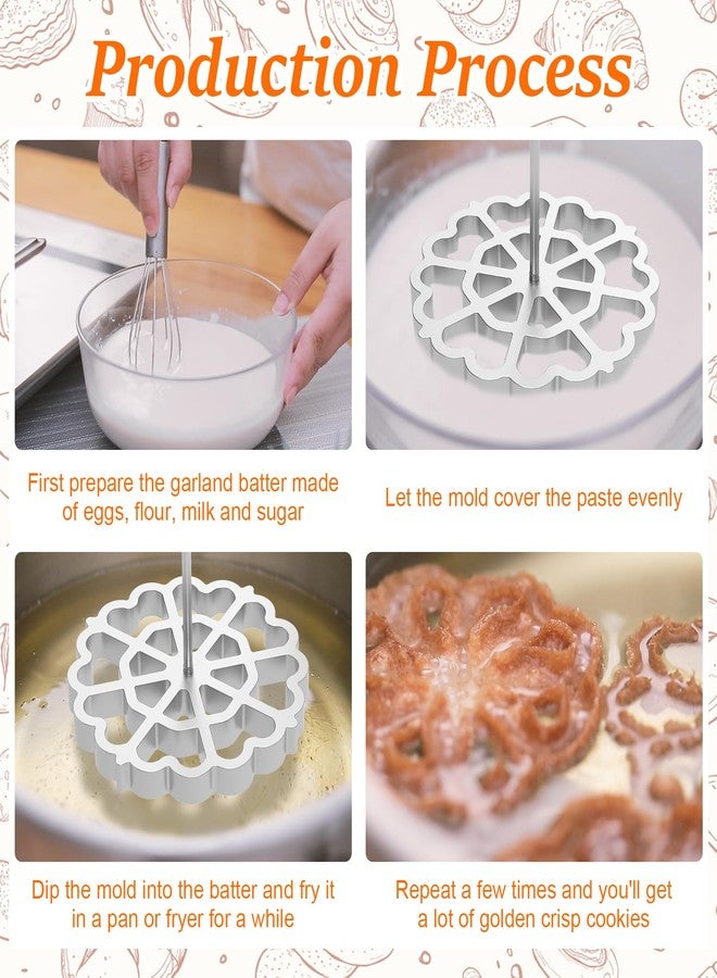 RVEFOT Bunuelos Mold,Aluminum Bunuelos Cookie Maker Mold with Wooden Handle, Detachable Rosette Iron Molds Set,Waffle Molds Funnel Cake Ring,Achappam Mold for Kitchen Baking Cooking 4.8 inches - Image 3