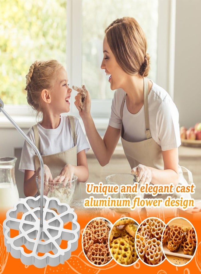RVEFOT Bunuelos Mold,Aluminum Bunuelos Cookie Maker Mold with Wooden Handle, Detachable Rosette Iron Molds Set,Waffle Molds Funnel Cake Ring,Achappam Mold for Kitchen Baking Cooking 4.8 inches - Image 4