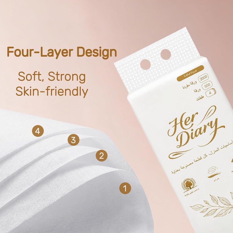 Her Diary HerDiary Wall Hanging Tissue Box, 6-Pack (500 Sheets/Pack), 4-Ply Soft Paper, 2000 Total Sheets, Hanging Design for Kitchen & Bathroom, Unscented Tissue with 2 Free Hooks - Image 3
