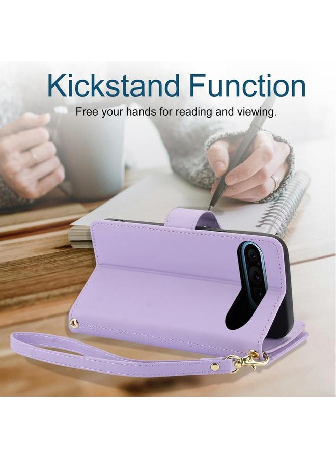 Zaboon Case For Google Pixel 9 / 9 Pro YM016 Rhombic Zipper Card Wallet Leather Phone Case with Lanyard - Image 4