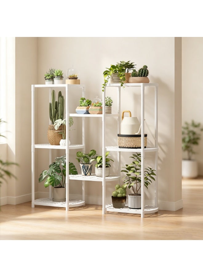 BLOOMING TIME Multi-Tier Freestanding Flower Pot Display Rack, Waterproof Ventilated Plant Holder for Balcony Living Room Garden, DIY Staggered Greenery Storage Shelf - Image 1