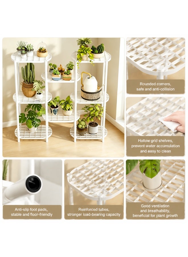 BLOOMING TIME Multi-Tier Freestanding Flower Pot Display Rack, Waterproof Ventilated Plant Holder for Balcony Living Room Garden, DIY Staggered Greenery Storage Shelf - Image 2