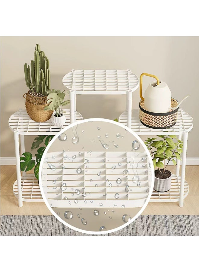 BLOOMING TIME Multi-Tier Freestanding Flower Pot Display Rack, Waterproof Ventilated Plant Holder for Balcony Living Room Garden, DIY Staggered Greenery Storage Shelf - Image 4