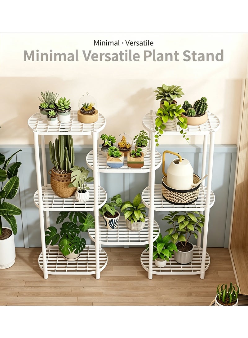 BLOOMING TIME Multi-Tier Freestanding Flower Pot Display Rack, Waterproof Ventilated Plant Holder for Balcony Living Room Garden, DIY Staggered Greenery Storage Shelf - Image 5