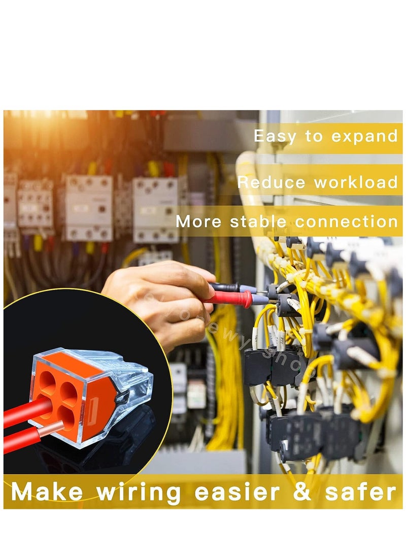 SYOSI Push in Wire Connectors Quick Connect Electrical 2-Port 50 Pcs + 4-Port 50 Pcs Pushin Small Wire Nuts Assortment Wiring Connecters - Image 3
