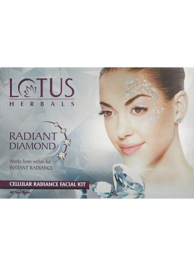 LOTUS HERBALS - Radiant Diamond Cellular Radiance 4 In 1 Facial Kit ; With Diamon Dust & Cinnamon ; For All Skin Types ; 4X37G - Image 1