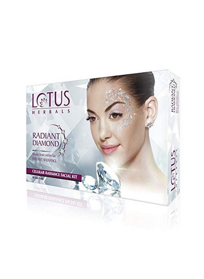 LOTUS HERBALS - Radiant Diamond Cellular Radiance 4 In 1 Facial Kit ; With Diamon Dust & Cinnamon ; For All Skin Types ; 4X37G - Image 1