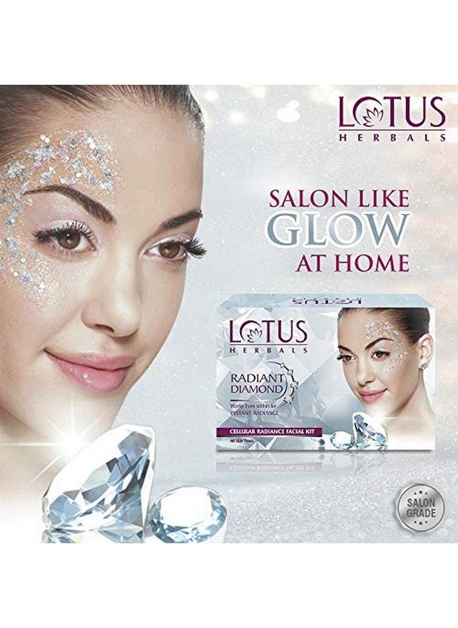 LOTUS HERBALS - Radiant Diamond Cellular Radiance 4 In 1 Facial Kit ; With Diamon Dust & Cinnamon ; For All Skin Types ; 4X37G - Image 1