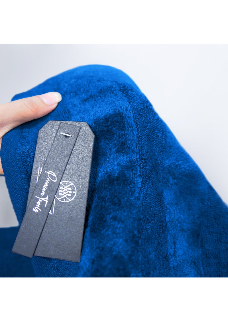 RIZARIES Luxury Bathrobe - 100% Soft Velour Cotton - Blue - 4 Pieces set - Unisex - Image 3