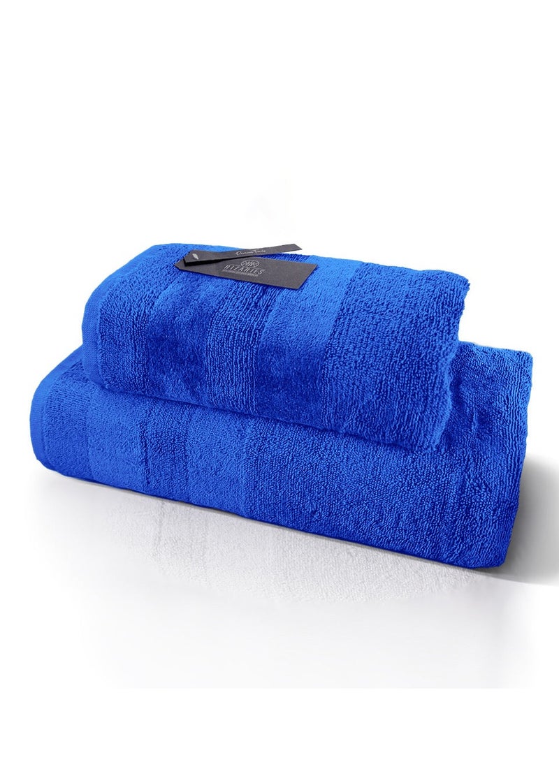 RIZARIES Luxury Bathrobe - 100% Soft Velour Cotton - Blue - 4 Pieces set - Unisex - Image 4