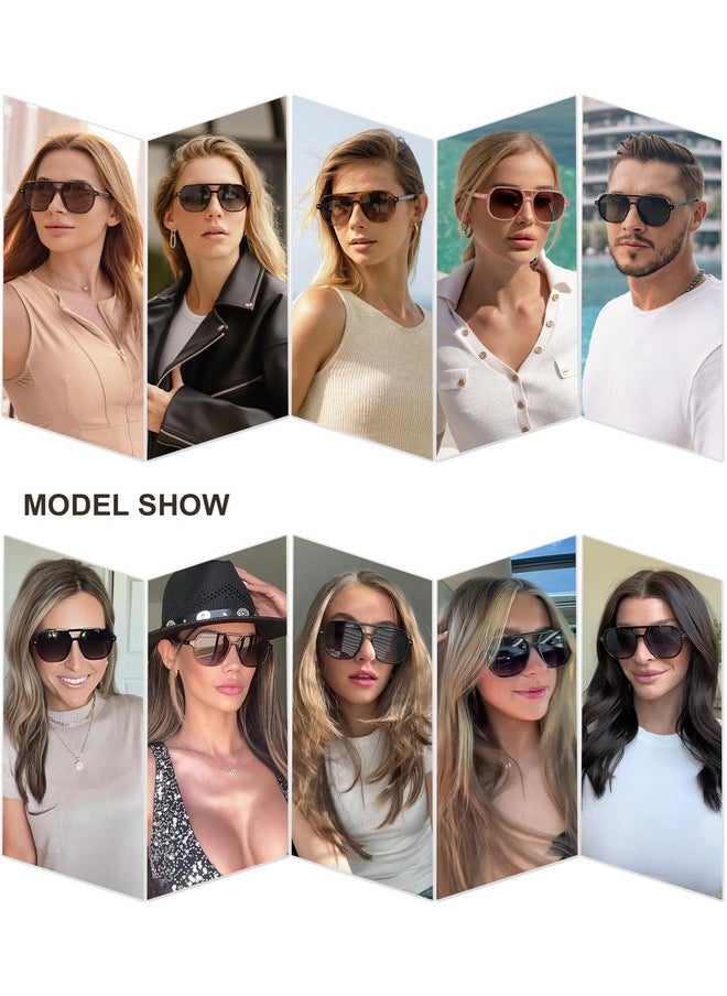 Sojos Retro Trendy Aviator Polarized Sunglasses Men Women Vintage 70S Square Stylish Frame Sun Glasses Sj2283 Crystal Blue Red Lens  - Image 2