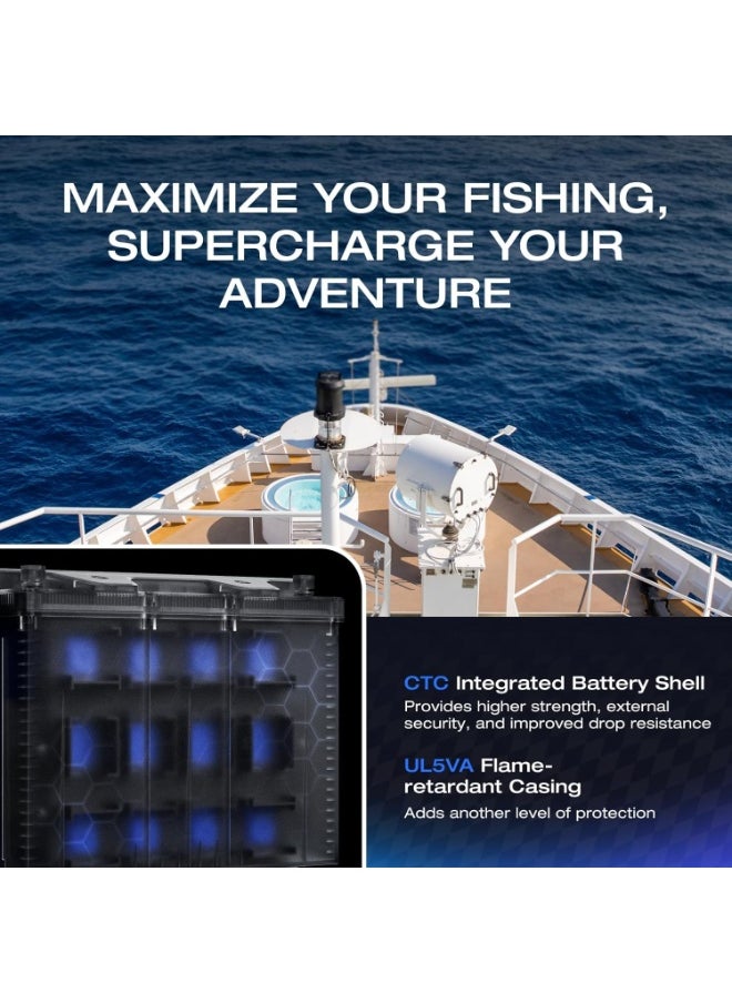 EF ECOFLOW 12V 100Ah LiFePO4 Battery, Built-In 100A BMS Group 27 Lithium Trolling Motor Battery Deep Cycles & 10 Years Lifespan for Boat, Marine, Yacht, RVs