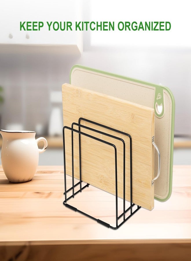 MESTUDIO Cutting Board Holder, 1.2 in. Wide Slots Cabinet Organizer for Cookie Sheets & Trays, 7.95 x 7.95 x 7.09 in. Holder Stand with 5 Slots for Bakeware Organizers And Chopping Board Rack (Black) - Image 4