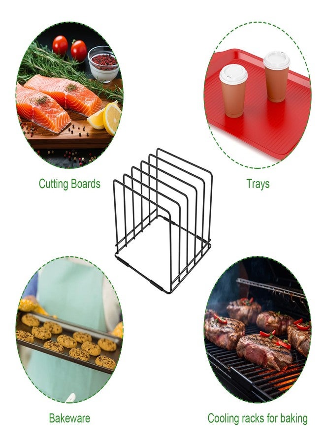 MESTUDIO Cutting Board Holder, 1.2 in. Wide Slots Cabinet Organizer for Cookie Sheets & Trays, 7.95 x 7.95 x 7.09 in. Holder Stand with 5 Slots for Bakeware Organizers And Chopping Board Rack (Black) - Image 5