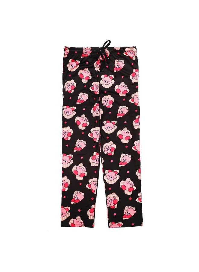 بايو وورلد بنطال بيجامة نوم أسود للرجال بطبعة شخصية كيربي - مقاس متوسط - Image 1