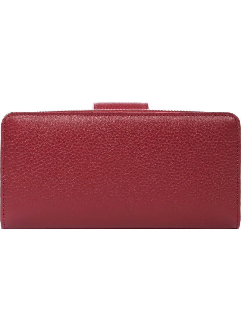 Cengiz Pakel Leather Women's Wallet - Portfolio 65104 - Claret Red