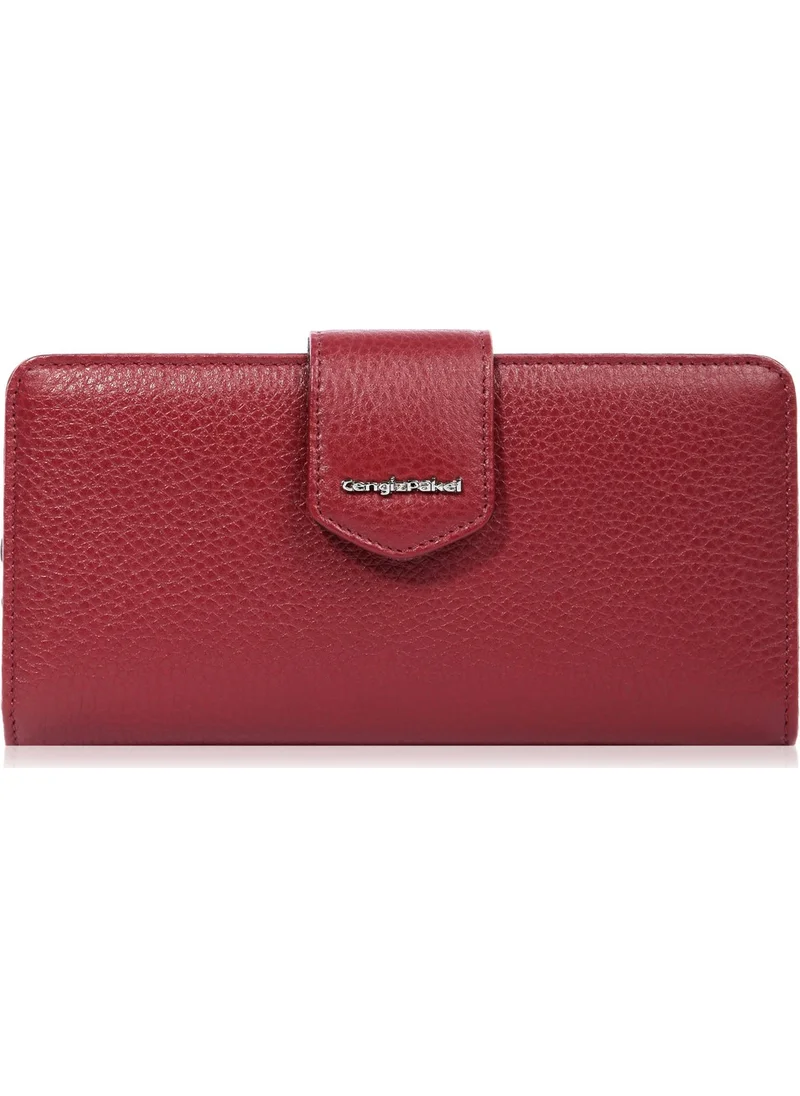 Cengiz Pakel Leather Women's Wallet - Portfolio 65104 - Claret Red