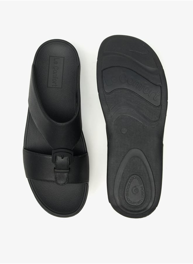 Le Confort - Solid Slip-On Sandals with Buckle Accent - Image 1