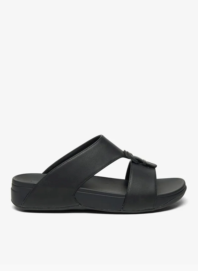 Le Confort Solid Slip-On Sandals with Buckle Accent