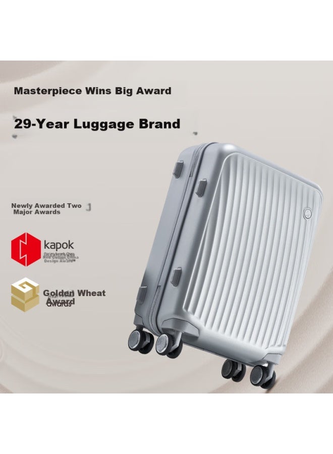 OIWAS Aihuashi Luggage, Suitcase For Men And Women, 28-inch, Multifunctional Travel Case, Password Lock, Silver Color - Image 3