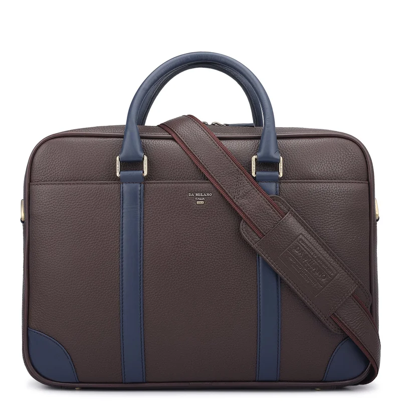 Da Milano  Wax Leather Laptop Bag - Chocolate  | Best Price UAE