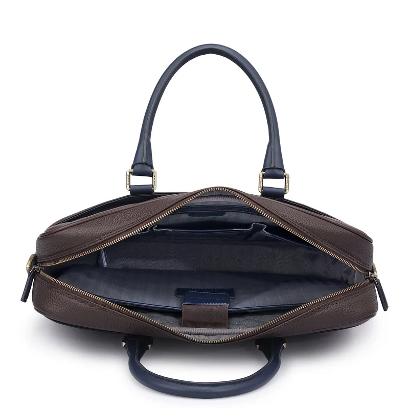 Da Milano  Wax Leather Laptop Bag - Chocolate  | Best Price UAE