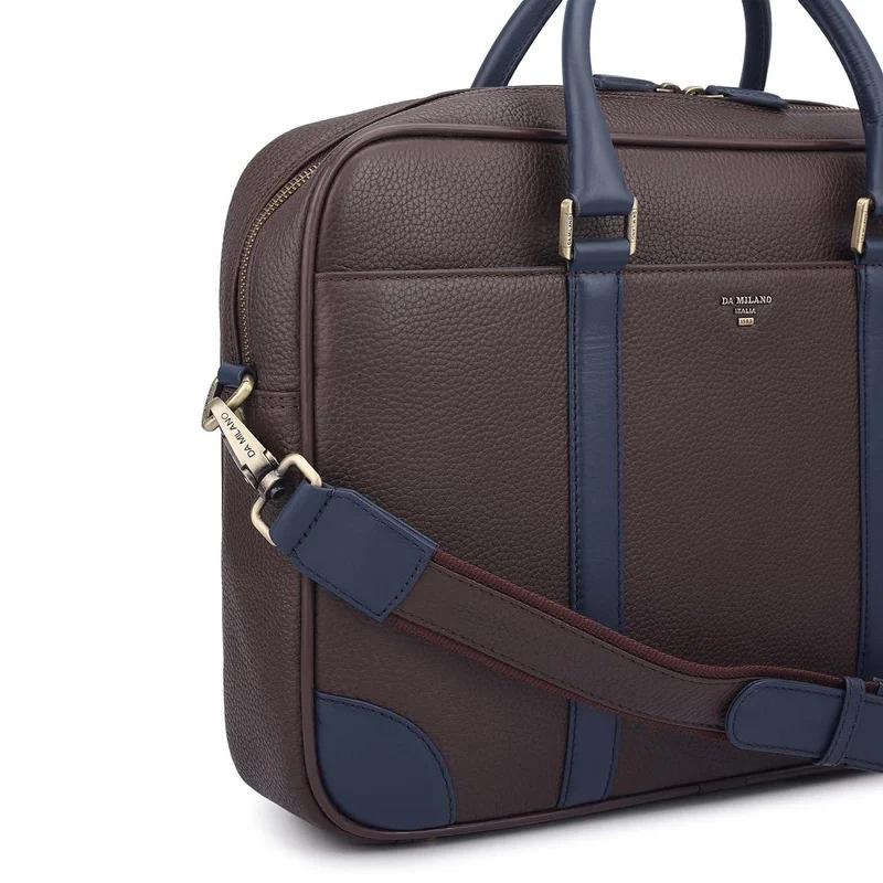 Da Milano  Wax Leather Laptop Bag - Chocolate  | Best Price UAE