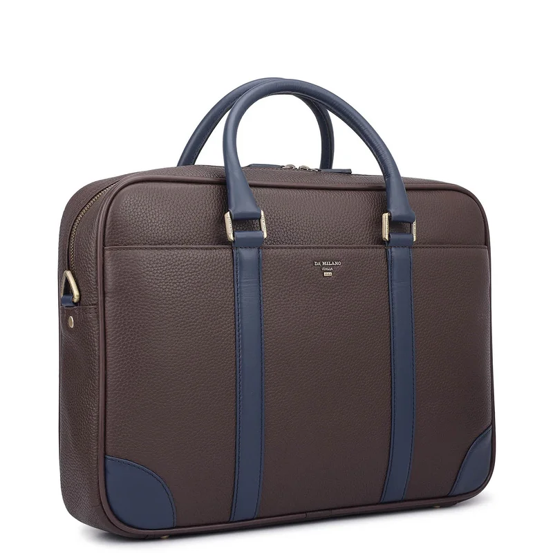 Da Milano  Wax Leather Laptop Bag - Chocolate  | Best Price UAE