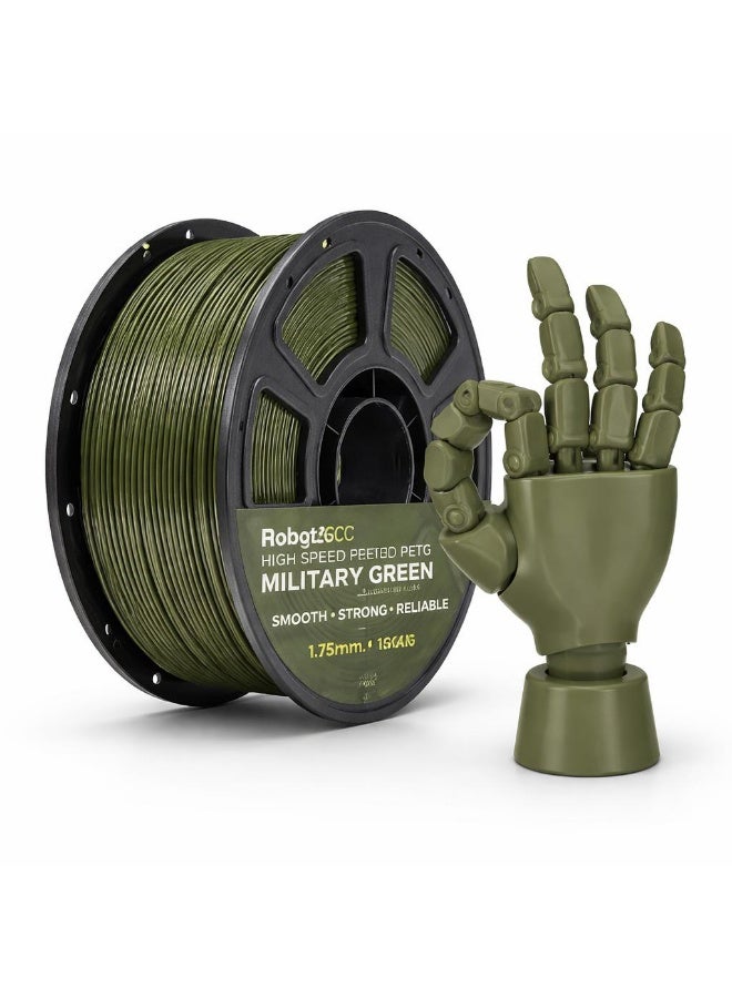 RobotGCC PETG Military Green 3D Printer Filament 1.75mm 1KG, Durable Low-Warping Material, Low-Profile Military Green PETG for Field Equipment Models and Tactical Props - Image 1