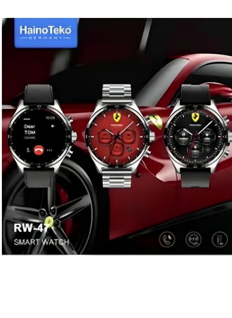 Haino Teko - Smart Watch RW47 Round Shape Large Screen AMOLED Display With 3 Pair Straps And Wireless Charger For Men's And Boys - Image 1
