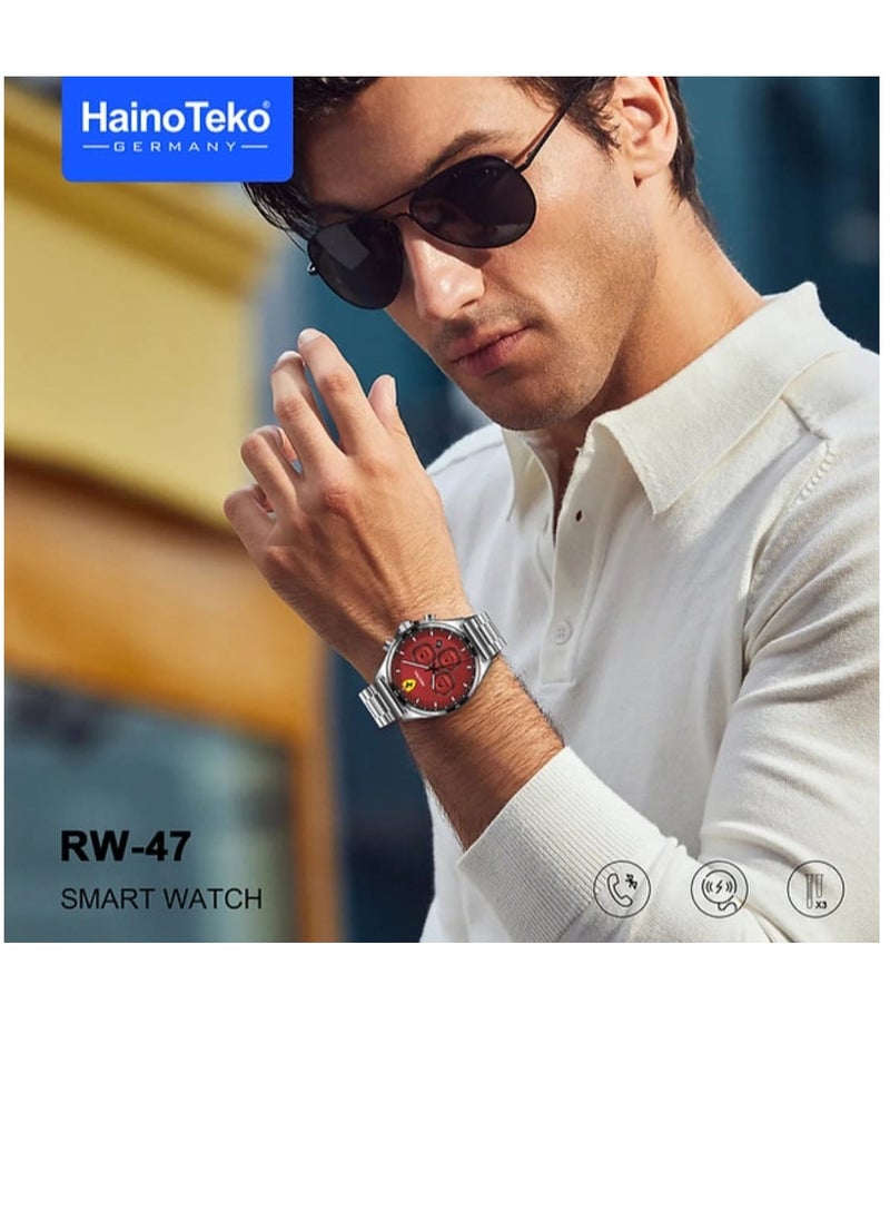Haino Teko - Smart Watch RW47 Round Shape Large Screen AMOLED Display With 3 Pair Straps And Wireless Charger For Men's And Boys - Image 1