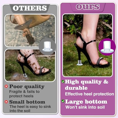 MASSMOT High Heel Protectors 6 Pairs Shoe Heel Savers Stoppers Covers For Walking On Grass Uneven Floor High Heel Grass Protector For Women - Transparent (Size S M L) - Image 5