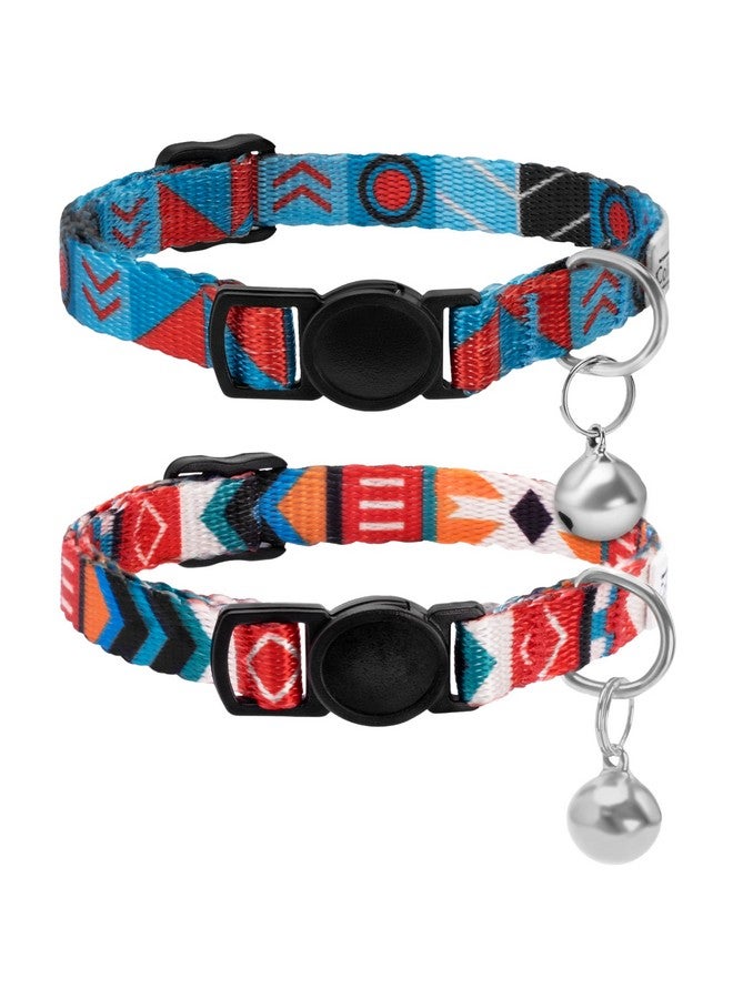 CollarDirect Cat Collar Breakaway with Removable Bell Set of 2 PCS Tribal Pattern Aztec Pet Safety Adjustable Kitten Collar - Image 1