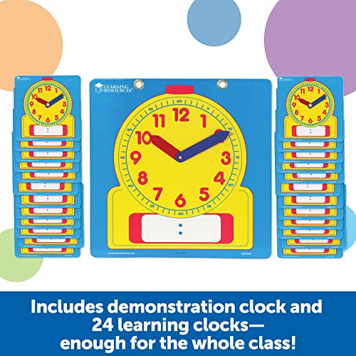 Learning Resources Write & Wipe Clocks Classroom Set - 25 Pieces, Ages 6+ Laminated Dry-Erase, Teaching Aids, Teacher Supplies, Learning Time,Back to School Supplies - Image 4