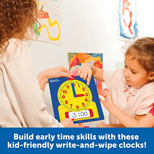 Learning Resources Write & Wipe Clocks Classroom Set - 25 Pieces, Ages 6+ Laminated Dry-Erase, Teaching Aids, Teacher Supplies, Learning Time,Back to School Supplies - Image 2