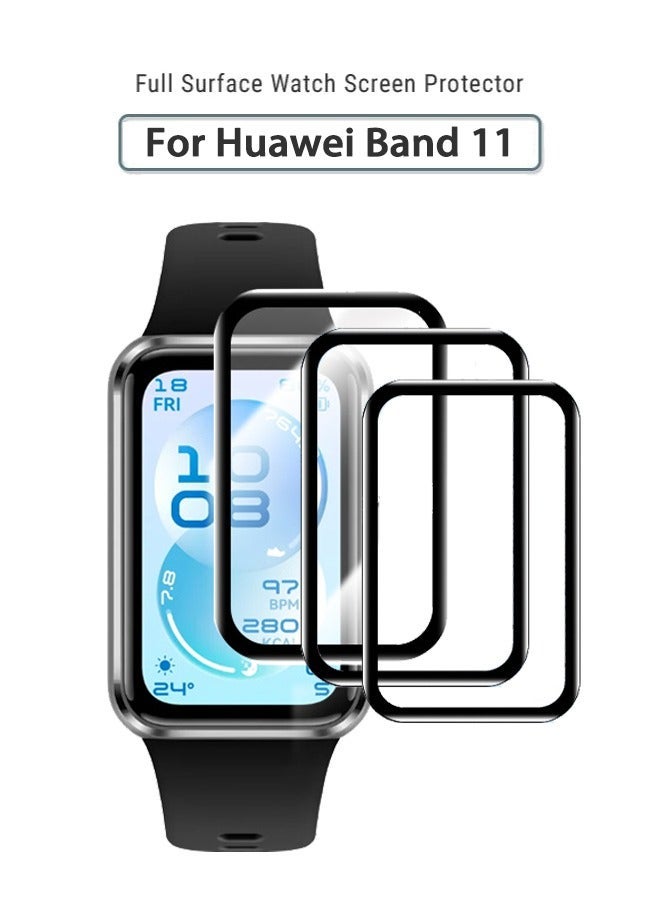 HablTech 3 Pcs Screen Protector for Huawei Band 11 , Curved Full Coverage Anti-Scratch Clear Soft Film - Image 1