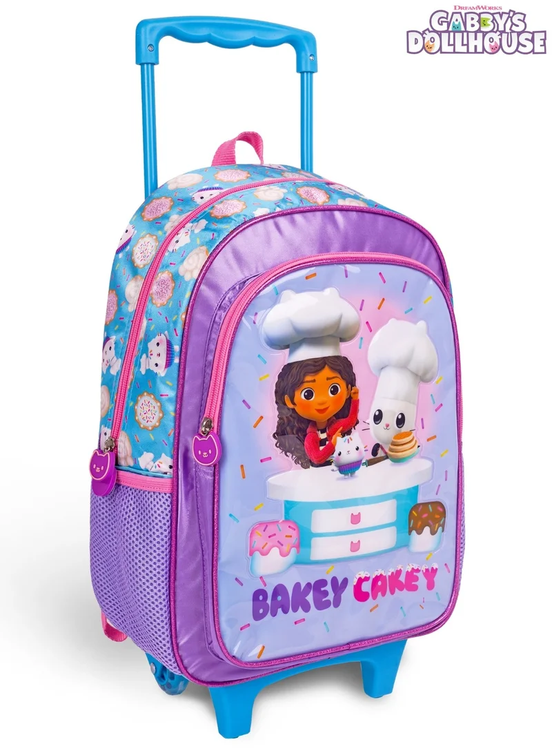 يونيفرسال Gabby Doll House  16 Inch Kids 3-in-1 Trolley School Bag Set, Ergonomic Backpack, Insulated Lunch Bag & Pencil Case,Lightweight,Students 6+ - Perfect for Travel & School,Girls
