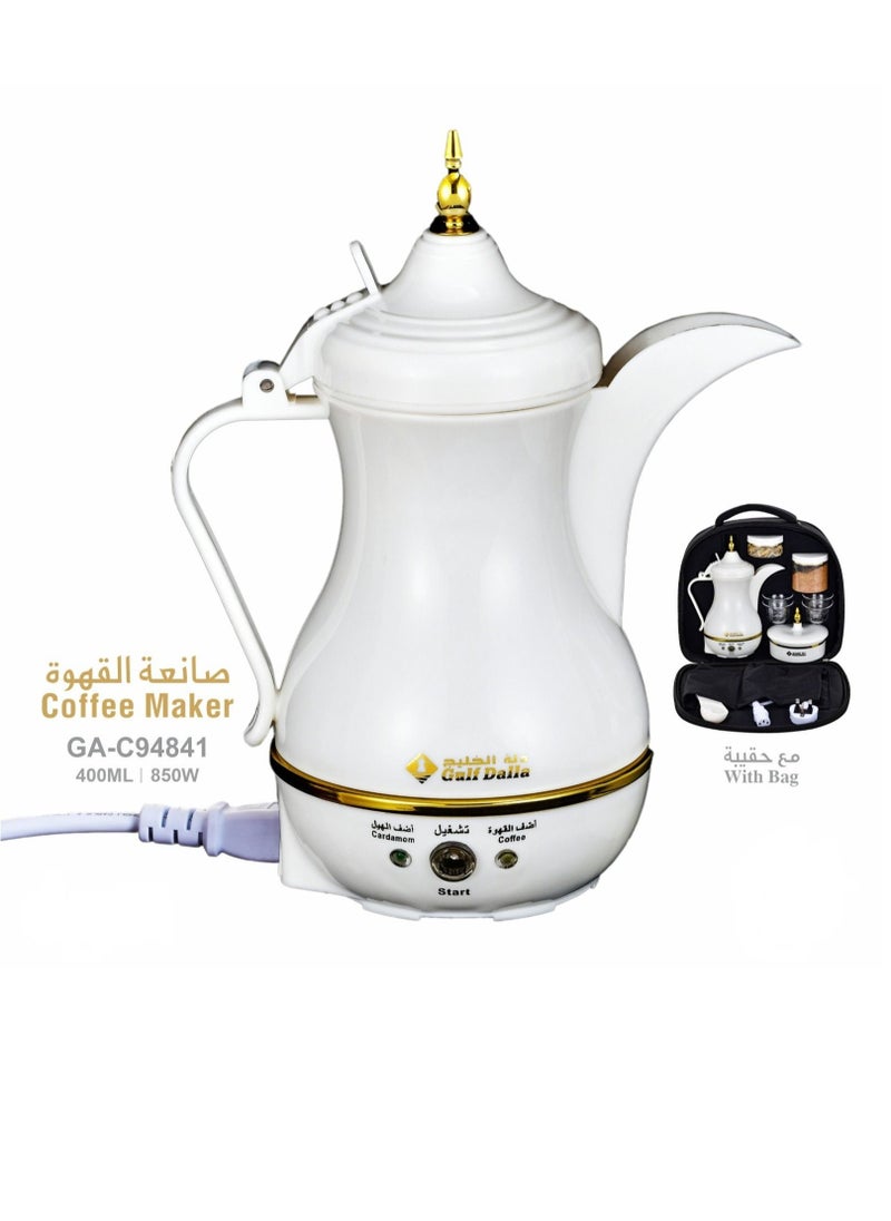 Gulf Dalla Gulf Dalla Traveler Coffee Maker Machine with Bag 400ml GA-C94841 White/Gold  - Image 1