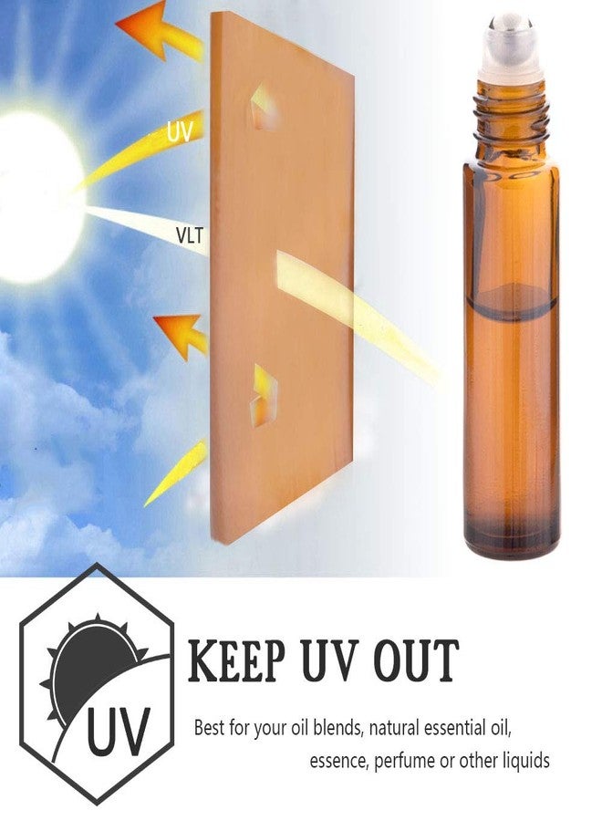 ZIZEMOJA 6Pcs 10ml Essential Oil Roller Bottles, with Stainless Steel Roller Balls, 10ml Amber Glass Roll on Bottles for Essential Oils, 1 Extra Roller Ball, 6 Labels, 1 Openers, 2 Droppers Included - Image 5