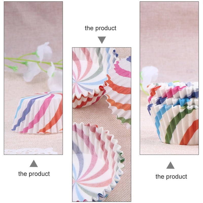Colorful Geometric Spiral Patterned Disposable Paper Baking Cups 200pcs for Muffin Cupcake Party Kitchen - Image 4