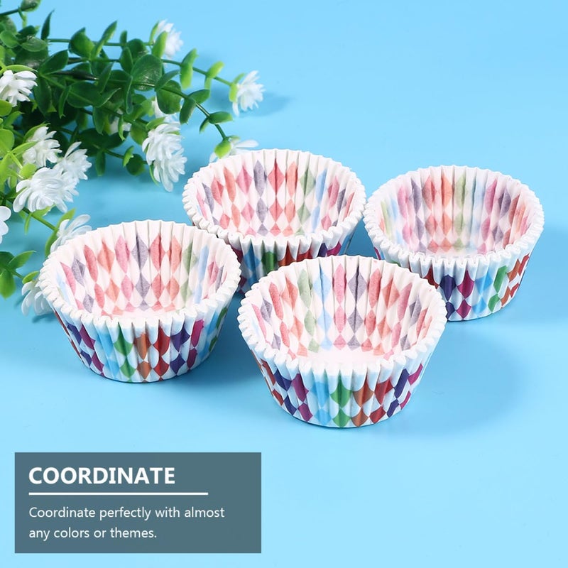Colorful Geometric Spiral Patterned Disposable Paper Baking Cups 200pcs for Muffin Cupcake Party Kitchen - Image 5