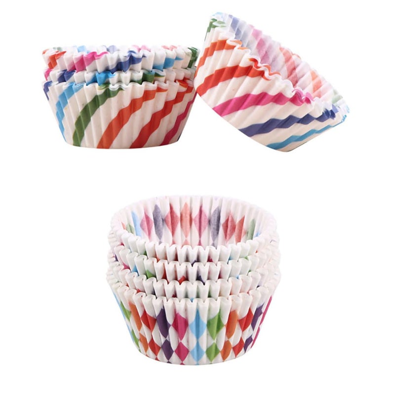 Colorful Geometric Spiral Patterned Disposable Paper Baking Cups 200pcs for Muffin Cupcake Party Kitchen - Image 2