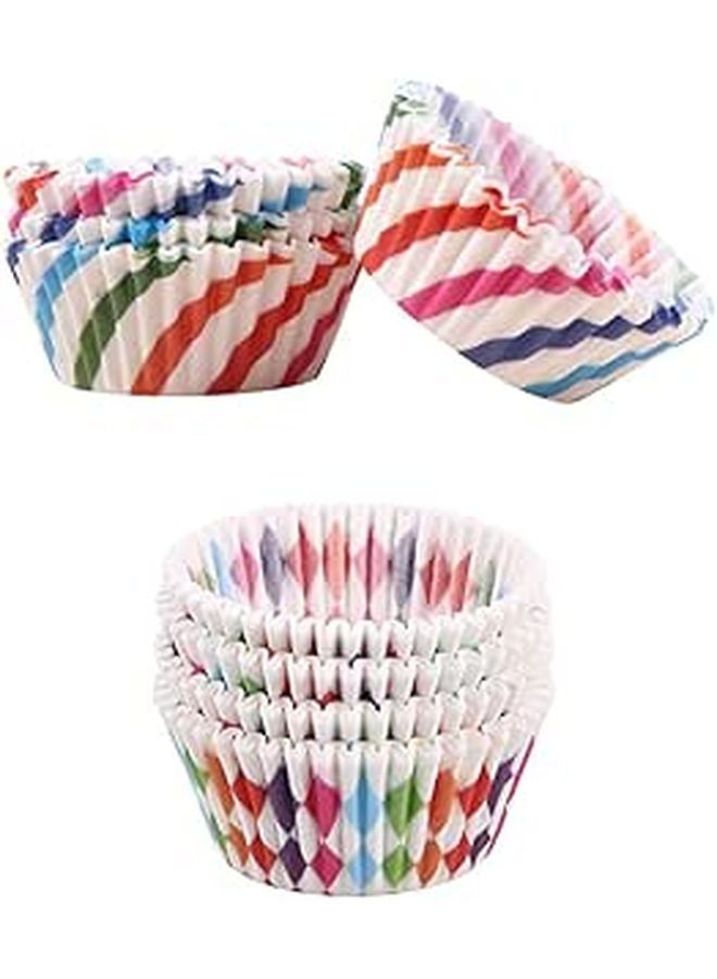 Colorful Geometric Spiral Patterned Disposable Paper Baking Cups 200pcs for Muffin Cupcake Party Kitchen - Image 1