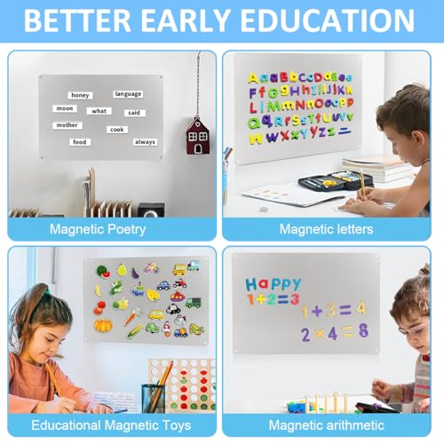 OFIFO® Stainless Steel Magnetic Board 16.9 x 11.8 Inches, Wall Mounted Magnet Bulletin Memo Board for Notes, Photos, Letters, Numbers, Kitchen, Home, Office, Refrigerator & Cabinet Display (White) - Image 5