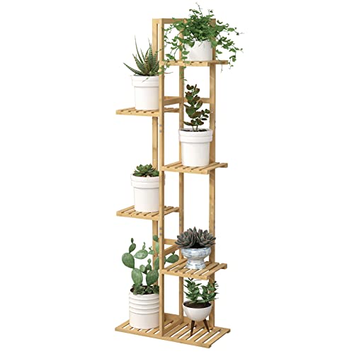 Laiensia Bamboo Plant Stand Rack 6 Tier,Multiple Stand Holder Shelf Rack, Indoor&Outdoor Planter Display Shelves for Patio Garden, Living Room, Corner Balcony and Bedroom,Wood Color - Image 1