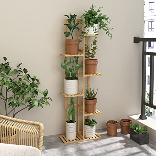 Laiensia Bamboo Plant Stand Rack 6 Tier,Multiple Stand Holder Shelf Rack, Indoor&Outdoor Planter Display Shelves for Patio Garden, Living Room, Corner Balcony and Bedroom,Wood Color - Image 4