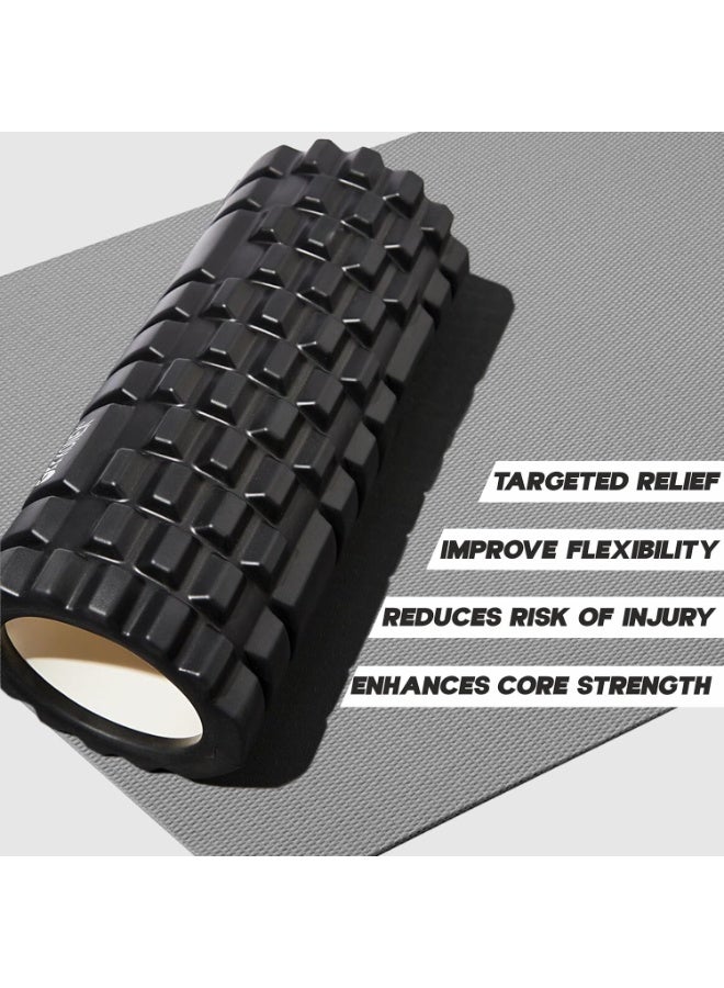 KONEX Foam Roller for Men & Women | Deep Tissue Massager for Pain Relief & Muscle Recovery | Ideal for Yoga, Gym, Stretching & Full Body Relaxation - 33 cm (Black) - Image 5